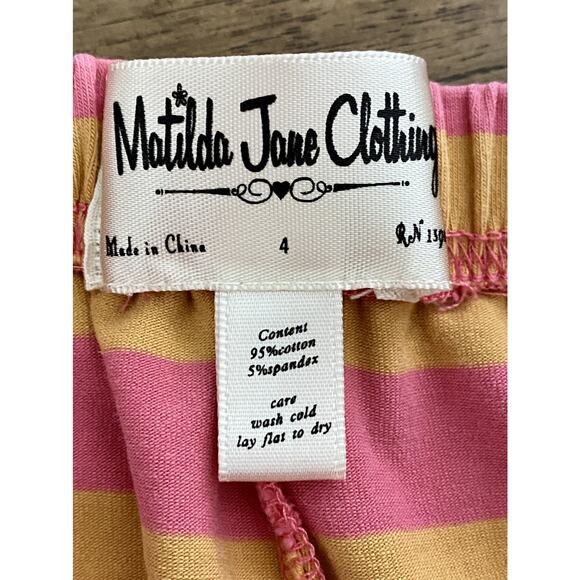 Matilda Jane Good Hart Sunrise Big Ruffles Knit Pants Orange Pink Stripe 4 - Picture 6 of 6